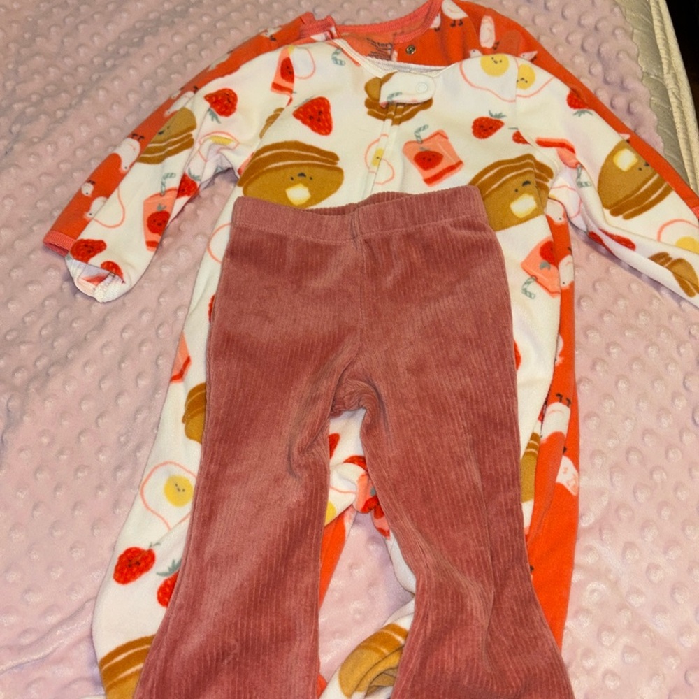 12 month corduroy pants & 2 footie pj 18 month